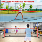 Portable Pickleball Net Set with Wheels, Regulation Size 22 FT & Half Court 11 F