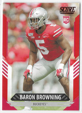 2021 Score Red #385 Baron Browning RC Ohio State Denver Broncos