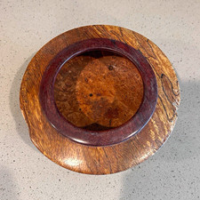 Hand Turned Burl Wood Bowl Vessel Mixed Woods 7.5" Artisan Studio Art Unsigned