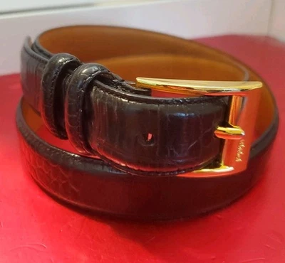 Ralph Lauren Black Genuine American Alligator Leather Belt Made in Italy 2041 28 Vintage RALPH LAUREN Genuine American Alligator Belt Black  main image 2