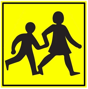 School Crossing Warning Slow Self Adhesive Vinyl Sticker
