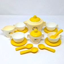 Vtg Fisher-Price Tea Set 681, NO TRAY  1982-85 White w/ Yellow Flowers