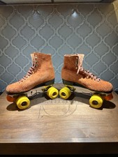 Sure-grip Super X 7r Made In USA Quad Roller Skates Brown Suede Boots Vintage 9