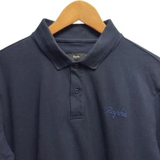 Rapha Mens Size Large Navy Pique Cotton Short Sleeve Golf Cycling Polo Shirt euc