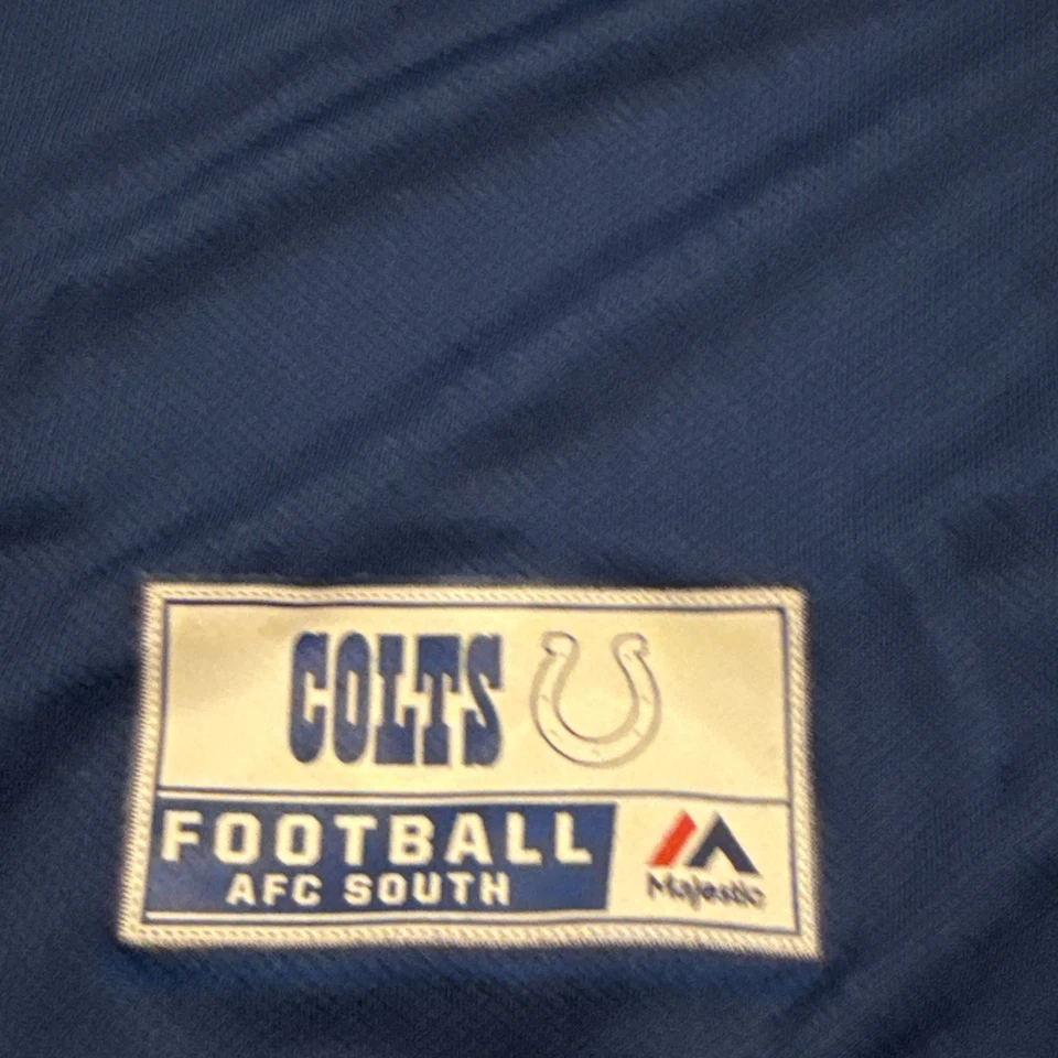 Majestic Hombre Andrew Luck Azul Hashmark Indianapolis Colts Camiseta Grande L NFL Foto 2 de 4