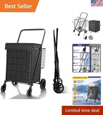 Folding Shopping Cart with Waterproof Liner  340lb Capacity - Multi-Use Utility