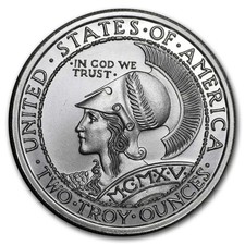 2 oz Silver High Relief Round - Panama-Pacific 99.89 per troy oz