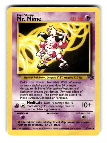 Pokemon Mr. Mime (22) 22/64 Jungle Rare Heavily Played