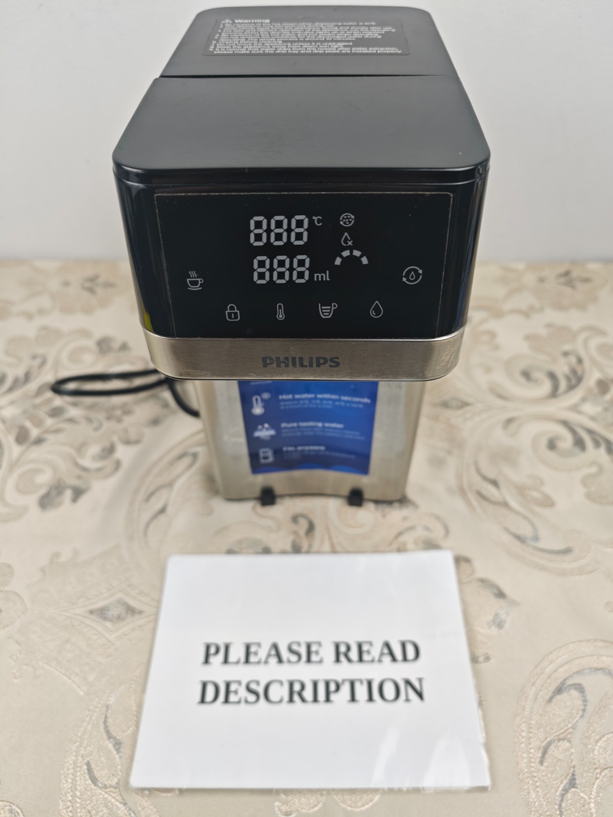(NO HEATING) Philips Water Station, Hot & Ambient Water Dispenser, 2.2L - (READ)