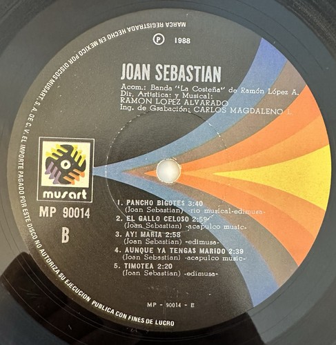 Joan Sebastian - Con Tambora Vol. 1 (1 x LP, Vinyl, Vinilo, 1988 MX, VG+) - Picture 18 of 21