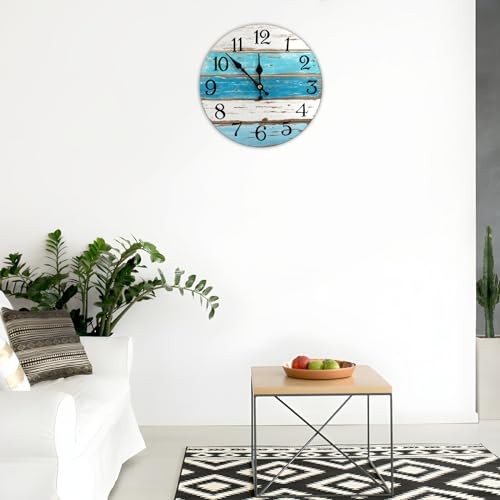 Silent Wall Clock Battery Operated, Non Ticking Wall Clocks 10 INCH Blue,white - Afbeelding 3 van 7