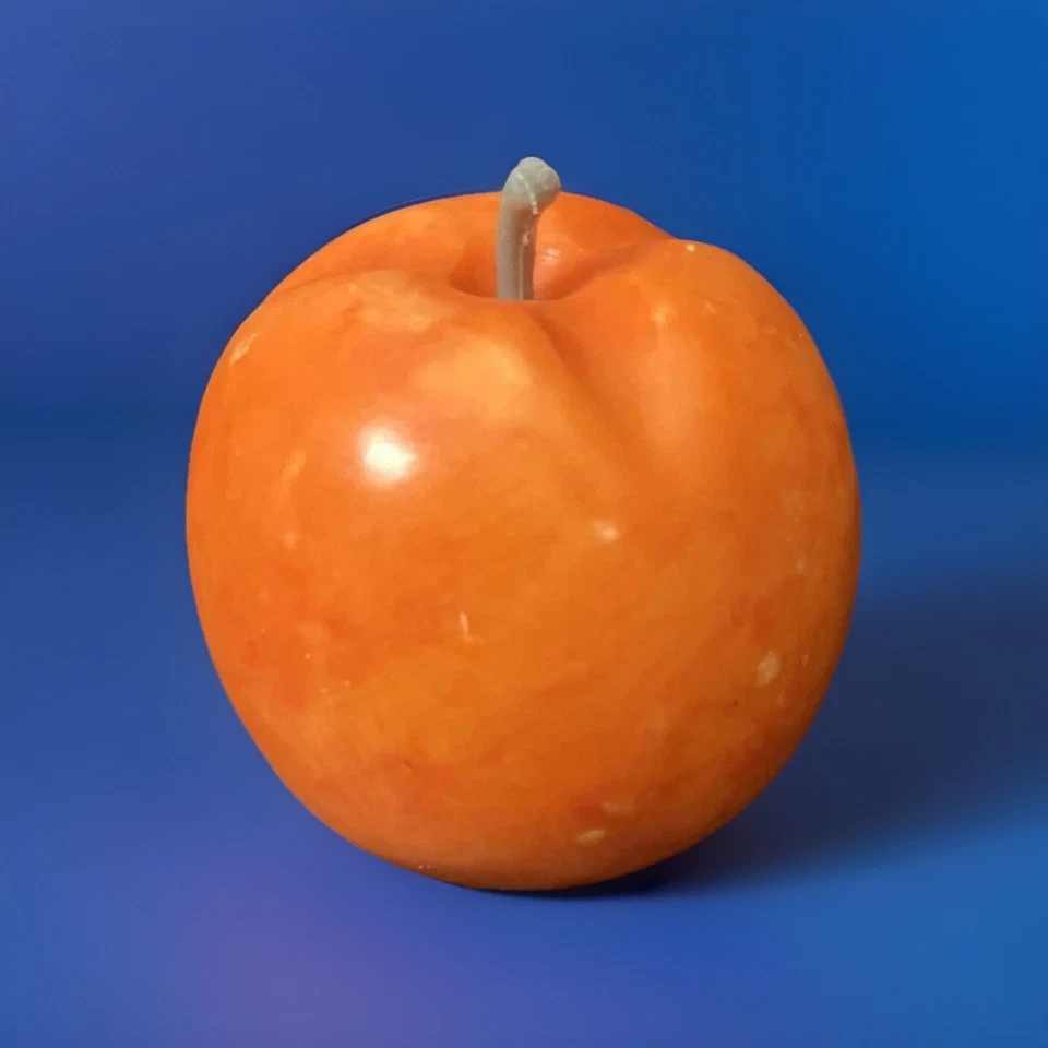 Pisapapeles italiano de alabastro manzana piedra fruta tallo rojo jaspeado de colección MCM Foto 3 de 4