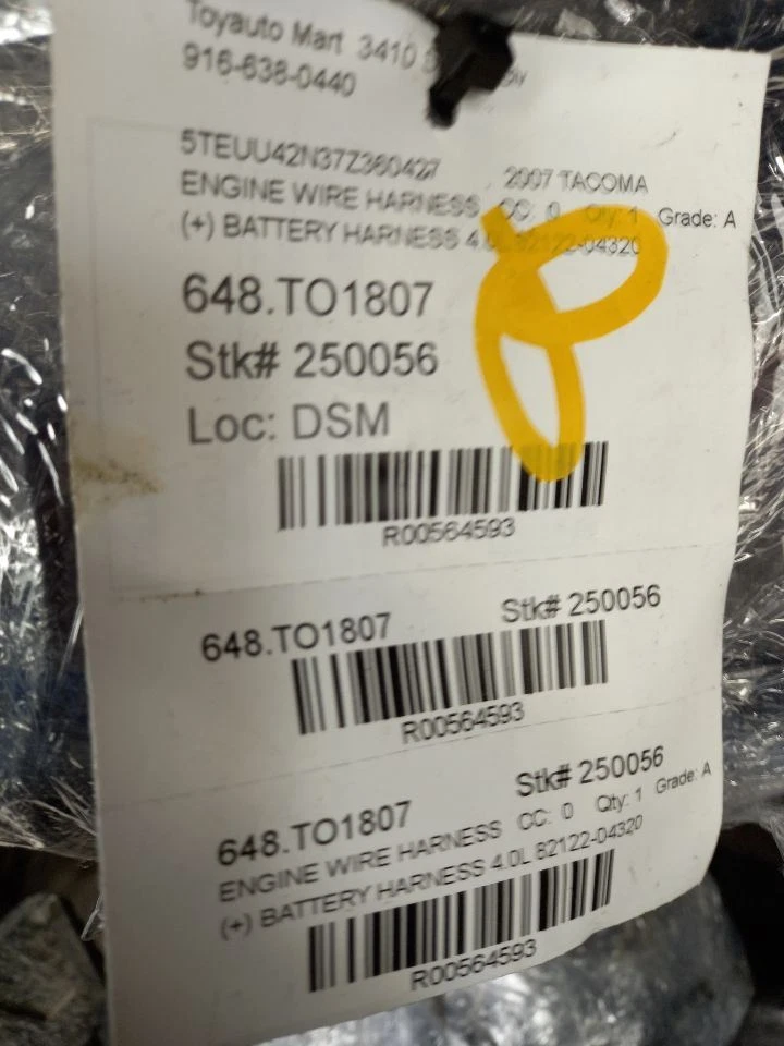 07 TOYOTA TACOMA 4.0L MOTOR BATERÍA ARNÉS POSITIVO 82122-04320 Foto 4 de 4