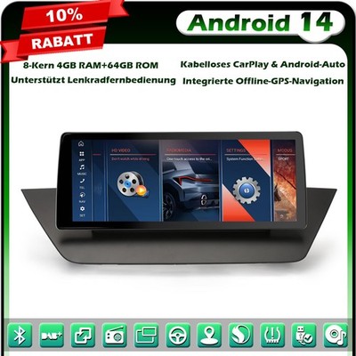 10,25'' 64GB Android 14 IPS CarPlay GPS Autoradio Navi für BMW X1 E84 CIC DAB+DSP