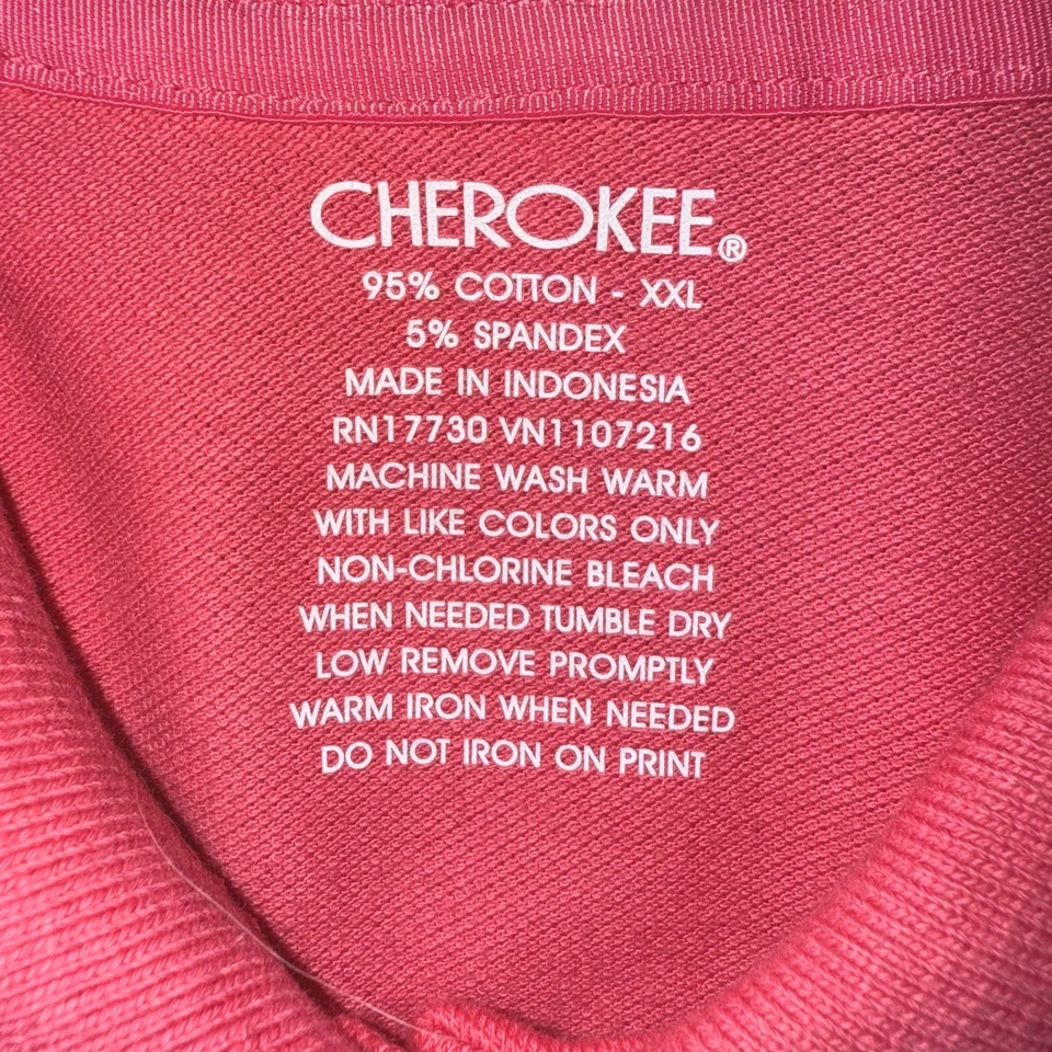 Camisa Polo CHEROKEE XXL Plus Rosa Manga Corta Elastizada Tejido Cuello Top Foto 3 de 4