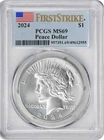 2024 $1 Silver Peace Dollar PCGS MS69/ First Strike/.999 Silver Bullion