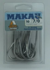 Addya A705SSMA7/0-10 Makau Needle Eye Big Game Hook Sz 7/0 Stainless Steel 10CT