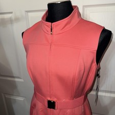 Tommy Hilfiger Dress Womens 16 Coral Belted Zip Sleeveless Mock Neck TD6S1A9A