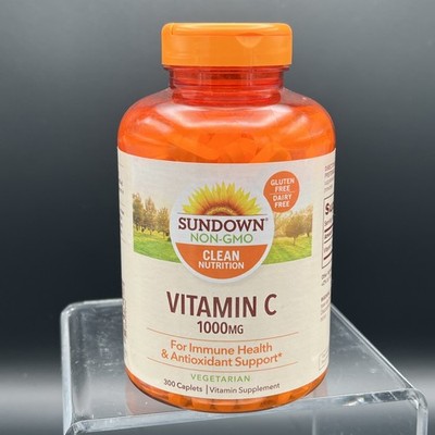 Sundown Vitamin C Supplement Caplets Vegetarian Formula 1000 mg 300ct Exp 10/26+