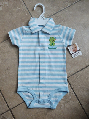 NWT Carter's Baby Newborn/9 Mos. Cute Frog 100% Cotton Bodysuit Prince Charming 