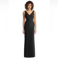NWT Social Bridesmaids Sleeveless Tie Back Chiffon Trumpet Gown Black Size 6