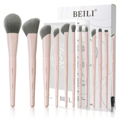 BEILI 12-Piece Pink Makeup Brush Set, Professional Synthetic Brushes for Face...
