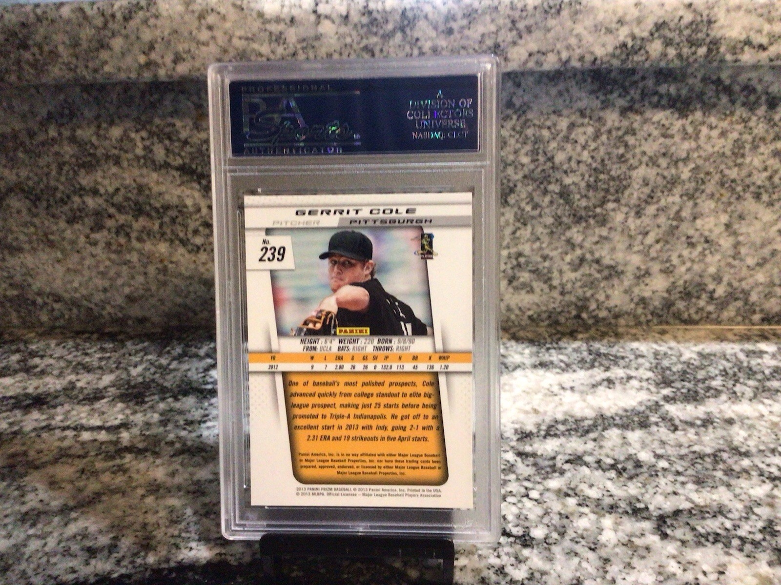 2013 Panini Prizm Gerrit Cole Rookie Card #239 PSA 10 Gem Mt RC Chrome Prizm  view 8