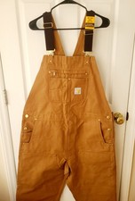 Carhartt Duck Bib Overall Relaxed Fit Men's Size 40x32 Brown R01-M