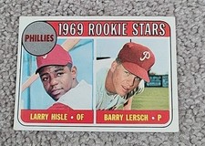 1969 Topps Baseball Larry Hisle /Barry Lersch Phillies Rookie Stars Card #206. rookie card picture