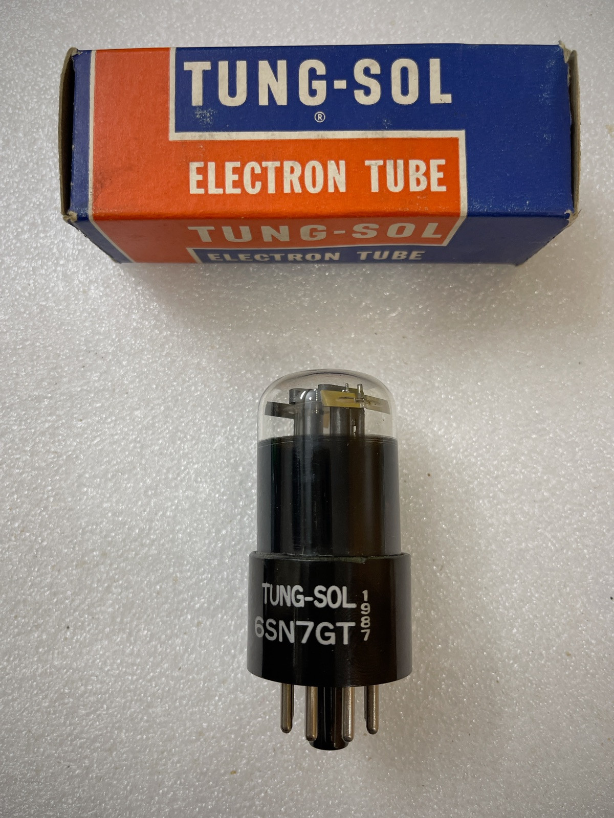 Tungsol 6SN7 6SN7GT Black Glass Round Plate Oval Mica NOS NIB