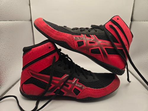 ASICS Matcontrol 3 Wrestling Shoes Mens Size 7 Black Red Boxing Gym 1081A053