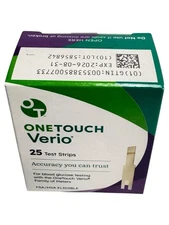 OneTouch Verio Glucose Blood Test Strips - 25 Count Exp Date 8/26 FREE SHIPPING