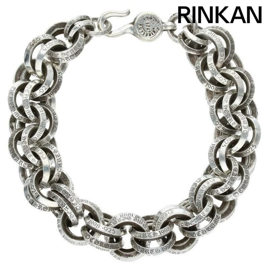 CHROME HEARTS Bracciale uomo argento cuori cromati 2 DOPPI B RING usatoa04662162431f2fd9e