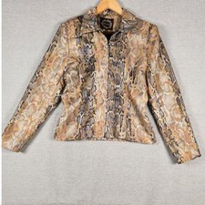Mesmerize Womens Jacket S Snakeskin Animal Print Metallic Full Zip Made in USA