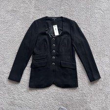 Rag  Bone Roslyn Ponte Blazer Womens 8 Black Button Front Tailored Stretch
