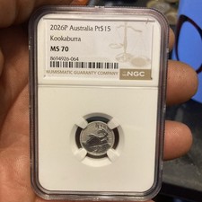 2026 P$15 AUSTRALIA KOOKABURRA 1/10 oz Platinum NGC MS70 ????? 3800.00 per troy oz
