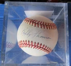 Bobby Thomson Autographed Bill White Era NL Baseball in Cube - New York Giants