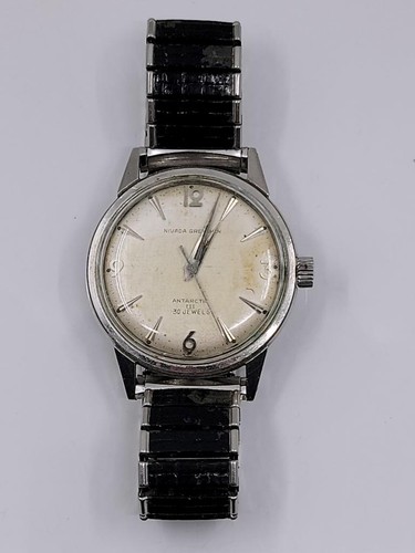 Vintage Nivada Grenchen Antarctic III, Men's wristwatch, Linen Dial, 30j, RUNS