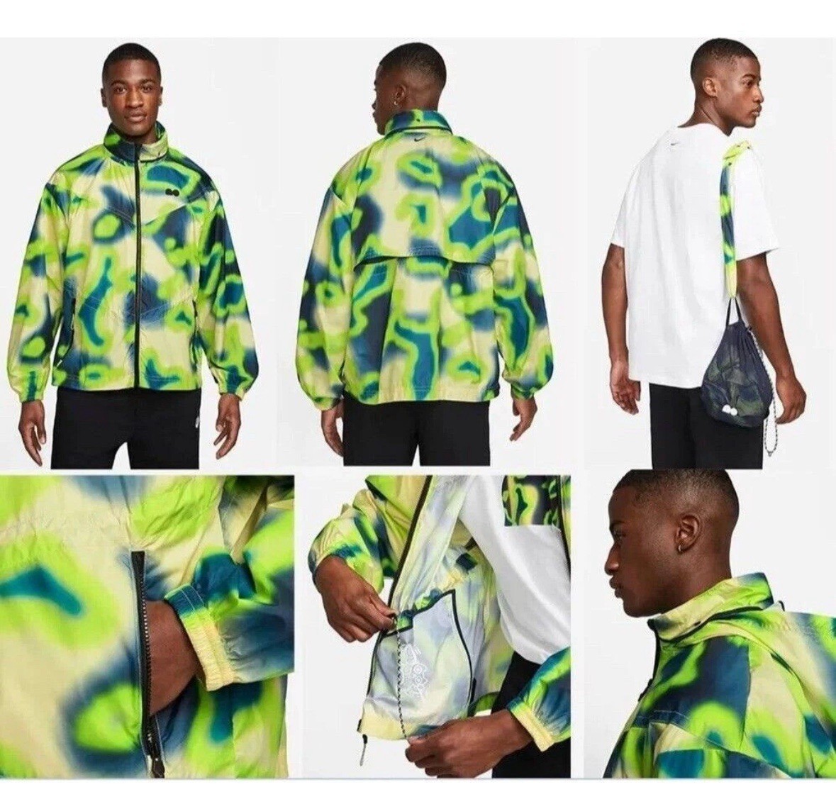 New M Nike Court Naomi Osaka Windbreaker Jacket Tennis Citron