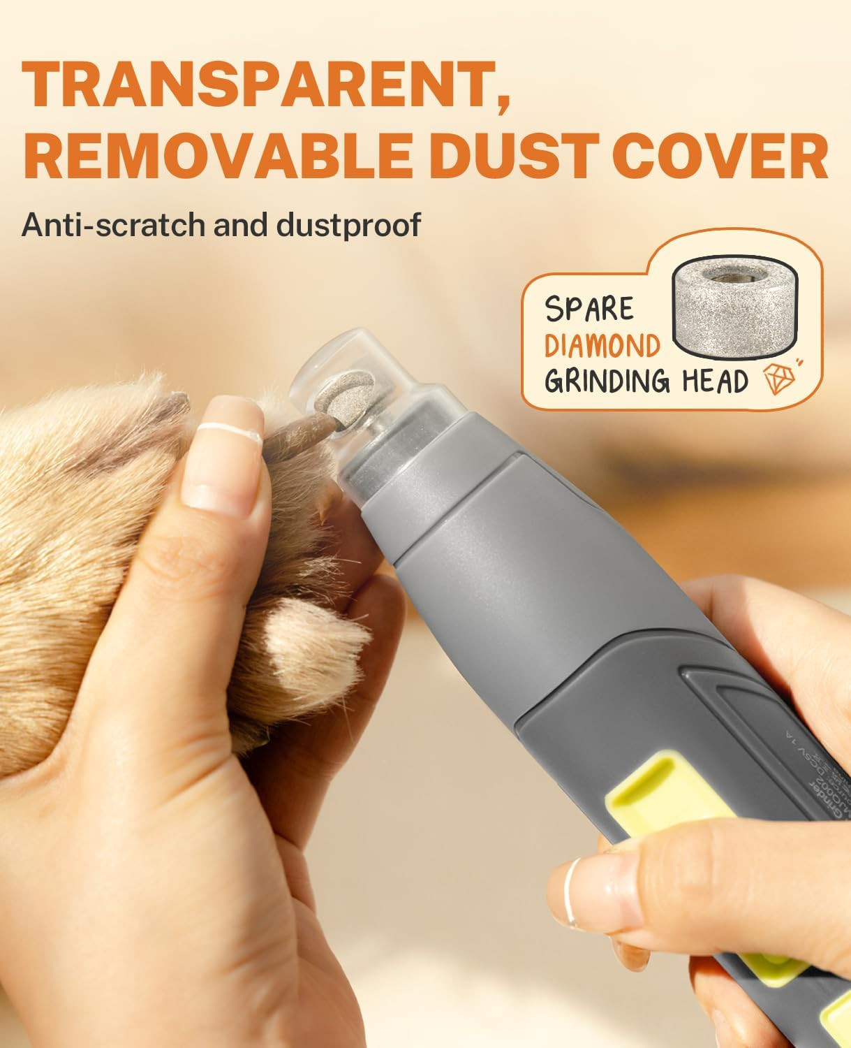 Dog Nail Grinder - Electric Pet Toenail Trimmer with 12, Gray High-Grade Durable