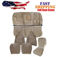 For 2002 2003 2004-2007 Ford F250 F350 Lariat Perforated Leather Seat Cover Tan
