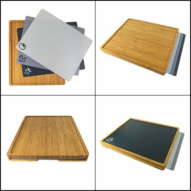 Bamboo Cutting Board with Flexible Mat Inserts Easy to Clean