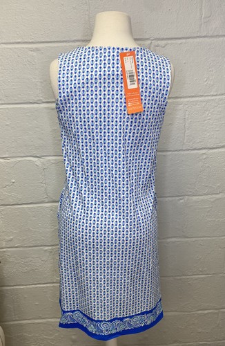 Jude Connally Melody A-Line Dress Womens Small Ditsy Border Blue White USA made - Picture 5 of 9