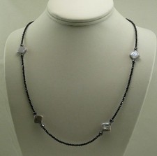Freshwater Gray Pearl, Black Spinel, Hematite Necklace with Silver Clasp 38 1/2"