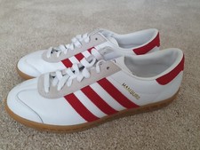 Adidas Originals Hamburg Trainers 2013 Used Leather White Red No Box