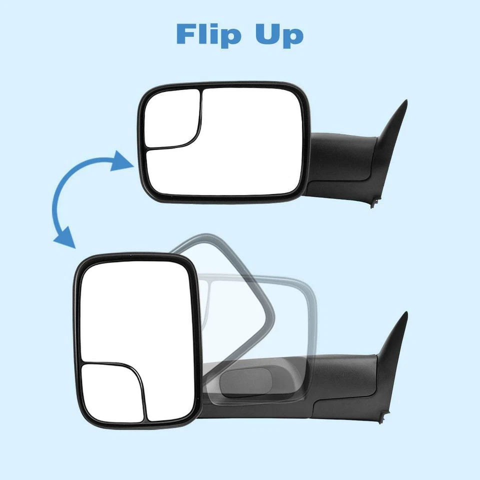 Espejos retrovisores de remolque para 94-97 Dodge RAM 1500 2500 3500 espejo retrovisor ajustable eléctrico abatible Foto 2 de 4