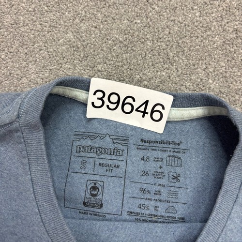 Patagonia Shirt Adult Small Blue Cool Hiking Trail Outdoors Responsibili-Tee Men - Picture 4 of 9