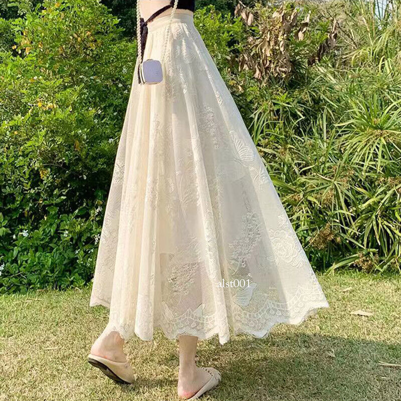 Fashion Women Lace Maxi Long Skirts Dress A-Line Summer Princess Japanese Casual | eBay Fashion Women Lace Maxi Long Skirts Dress A-Line Summer Princess Japanese Casual | eBay