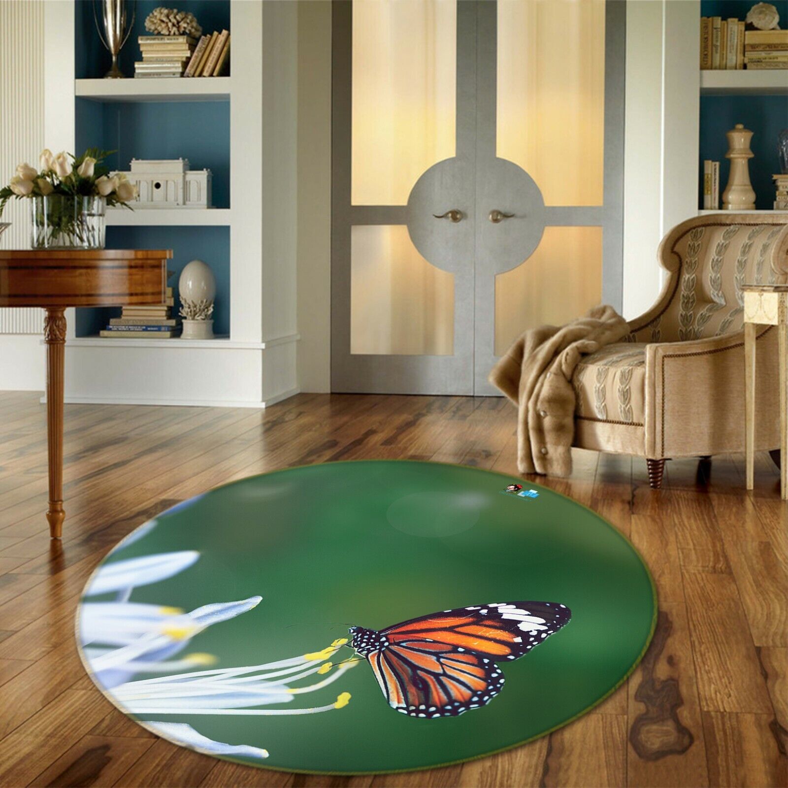 3D Butterfly Flowers I049 Animal Non Slip Rug Mat Round Elegant Carpet Wendy Darmowa wysyłka, 100% nowy