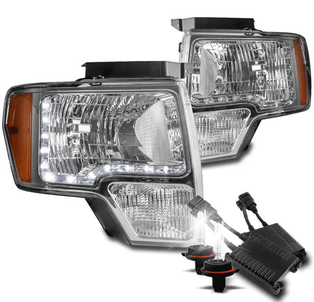 FOR 20092014 FORD F150 CHROME CRYSTAL STYLE LED HEADLIGHT+50W 8K